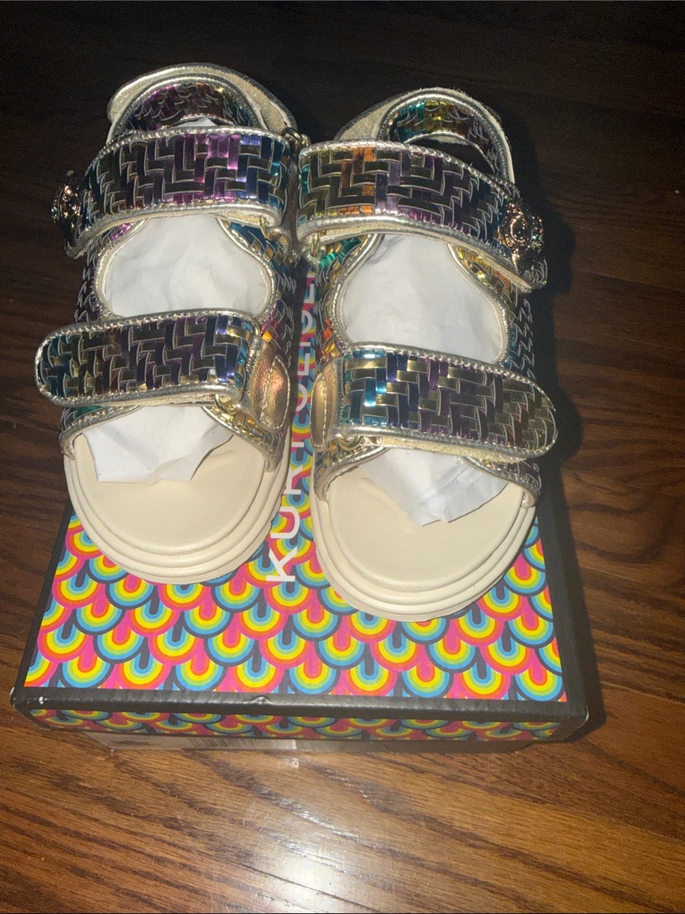 Kurt Geiger Kids Iridescent Multi-Color Strappy Sandals